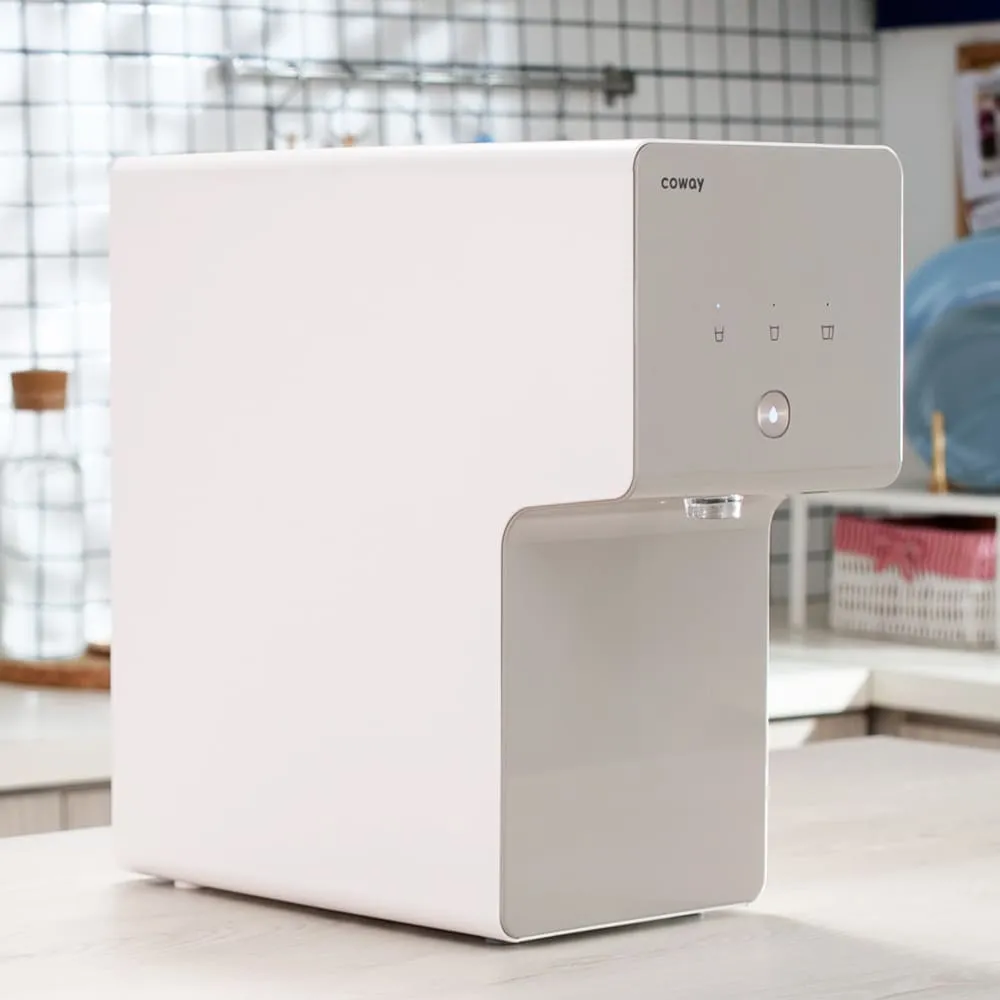 Coway water purifier in a modern kitchen