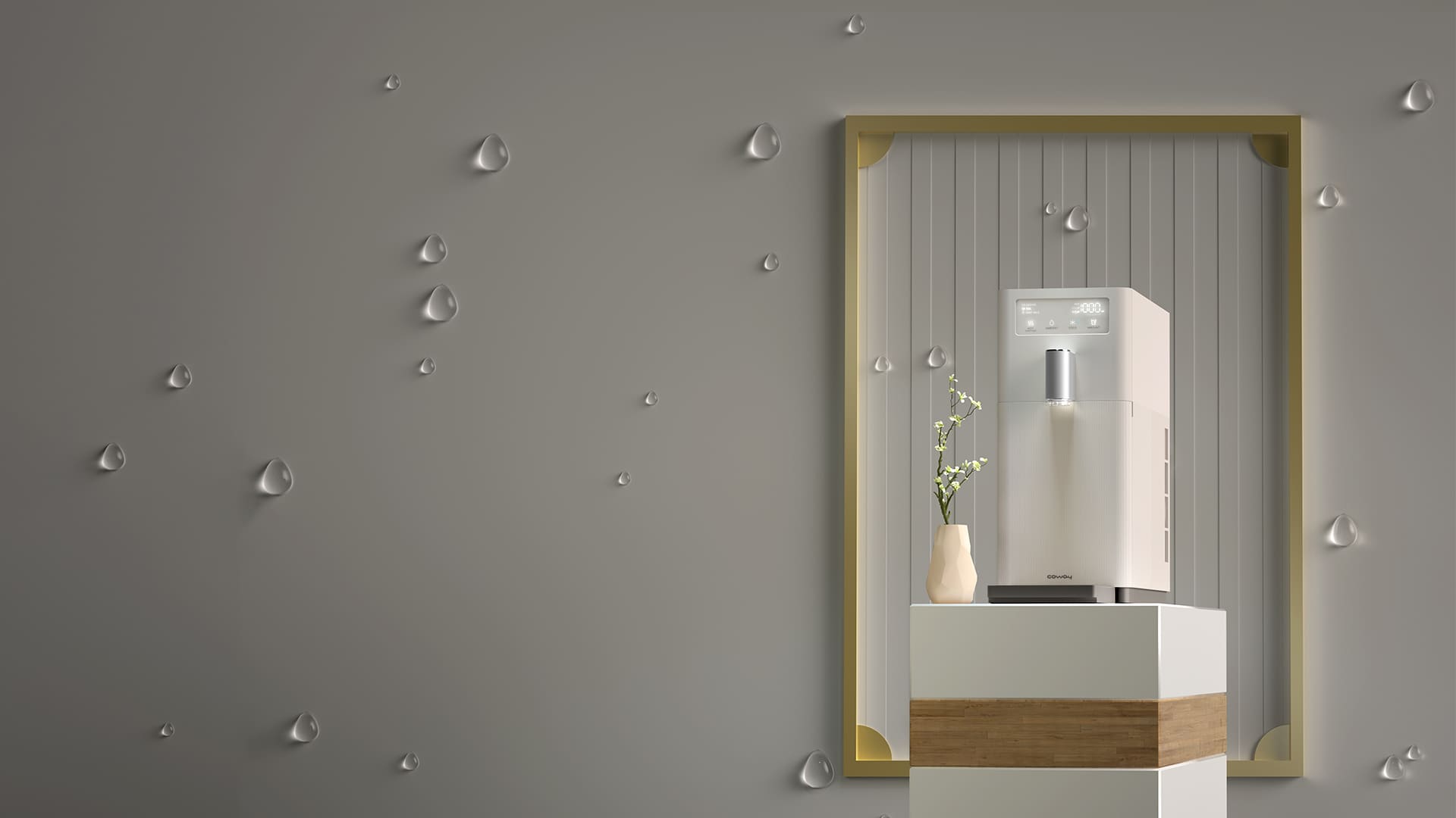 Coway water purifier in a bright Malaysian home
