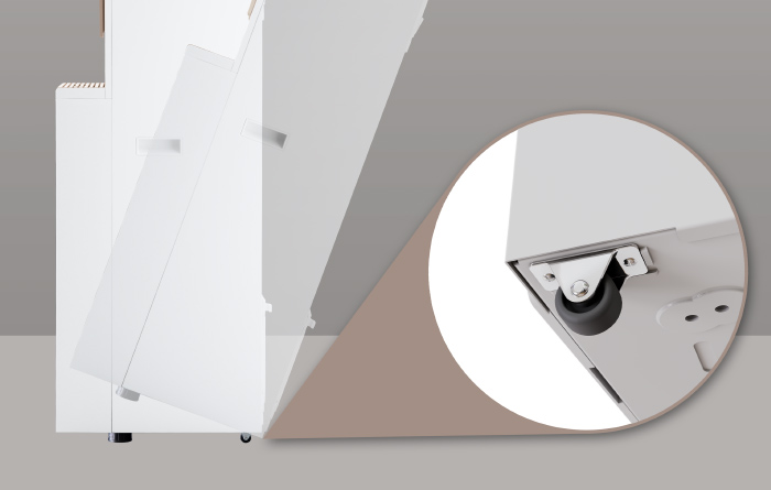 Hidden wheels mounted at the bottom of the Coway Core Plus