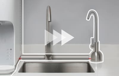 Coway Ombak with an additional faucet beside the kitchen sink