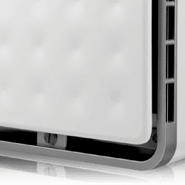 Close-up of the Coway Tuba chrome base with its safety lock detail