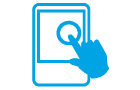 Hand touching a control screen with an air quality indicator