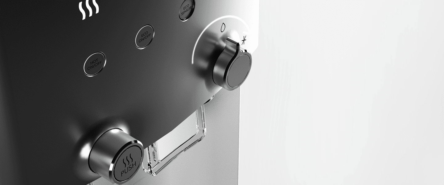 Coway Neo Plus knob and lever, close up