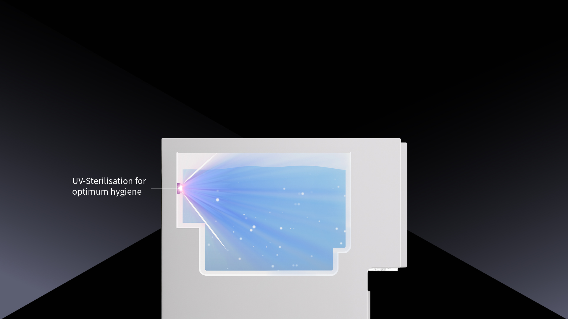 UV sterilisation light cleaning the Coway Villaem III water tank