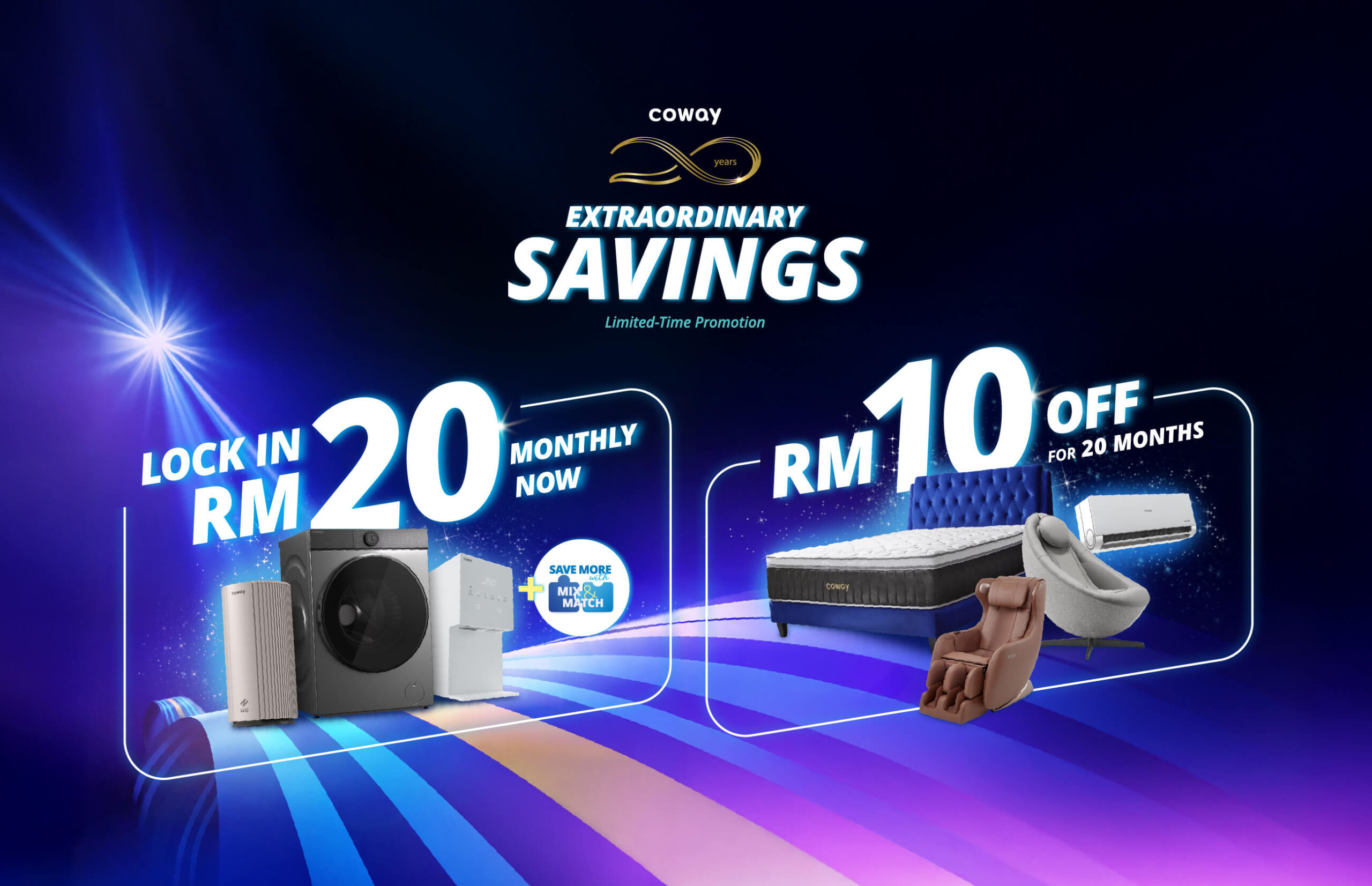 Coway Extraordinary Savings June promotion: lock in RM20 monthly now, or RM10 off for 20 months